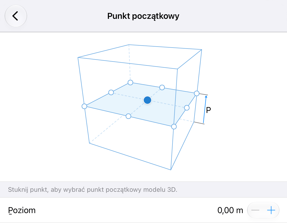 Ustawienia punktu odniesienia i poziomu modelu 3D w AR.