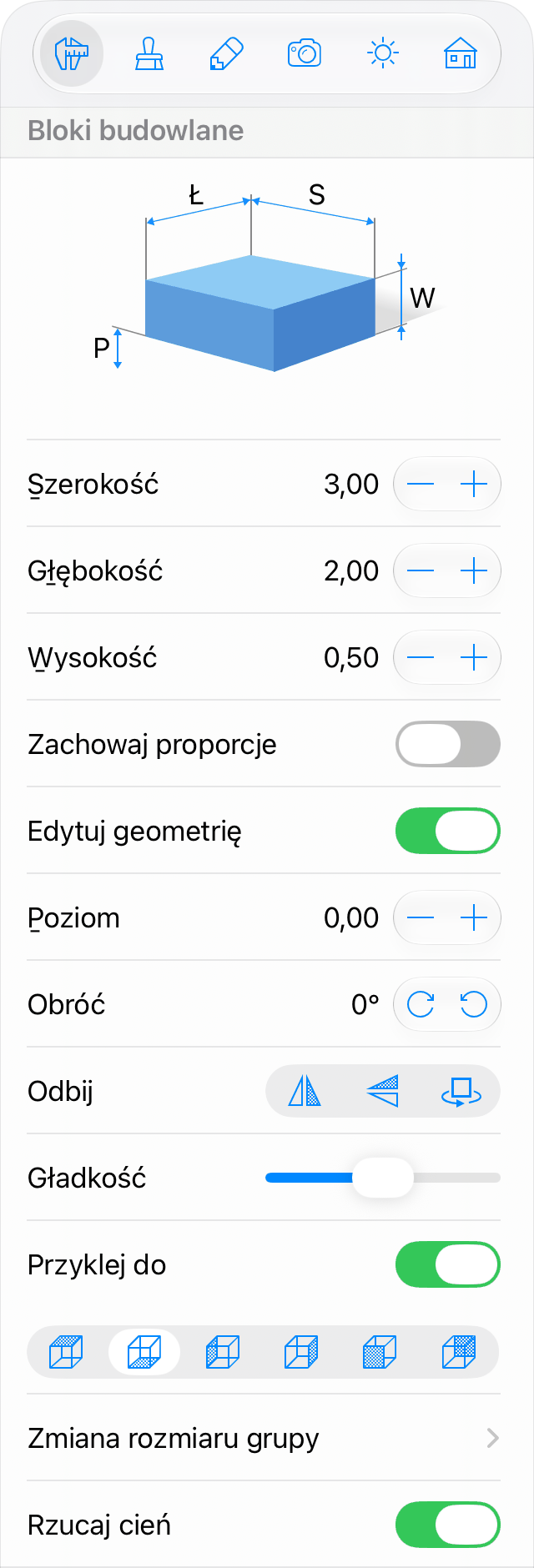 Parametry bloku budowlanego