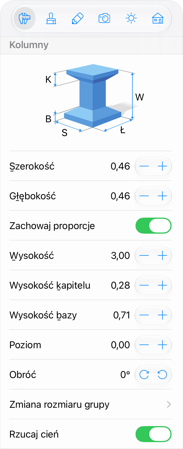 Parametry kolumny