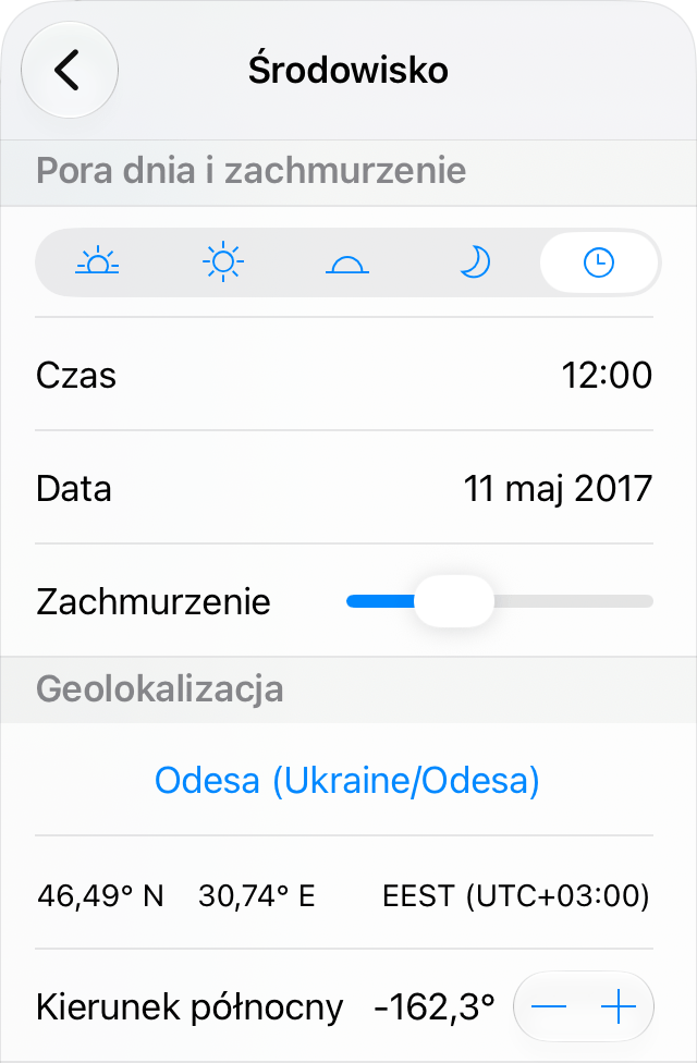 Ustawienia oświetlenia dziennego.