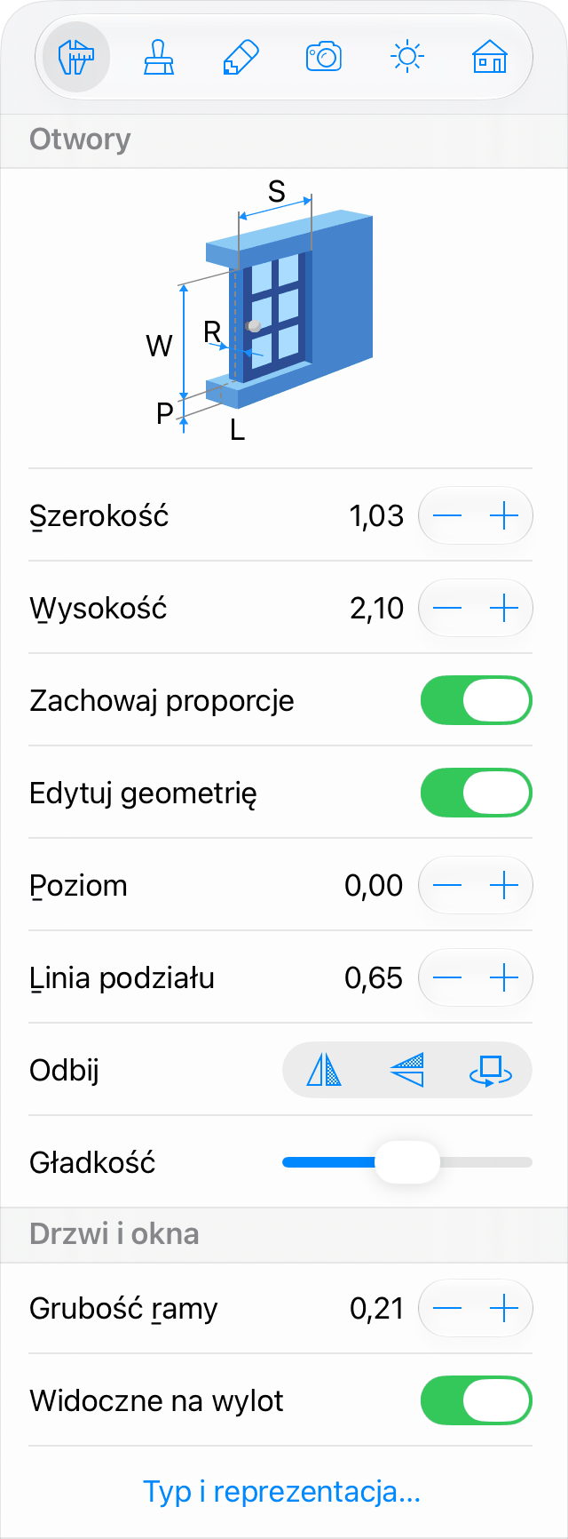 Właściwości drzwi, okien i otworów