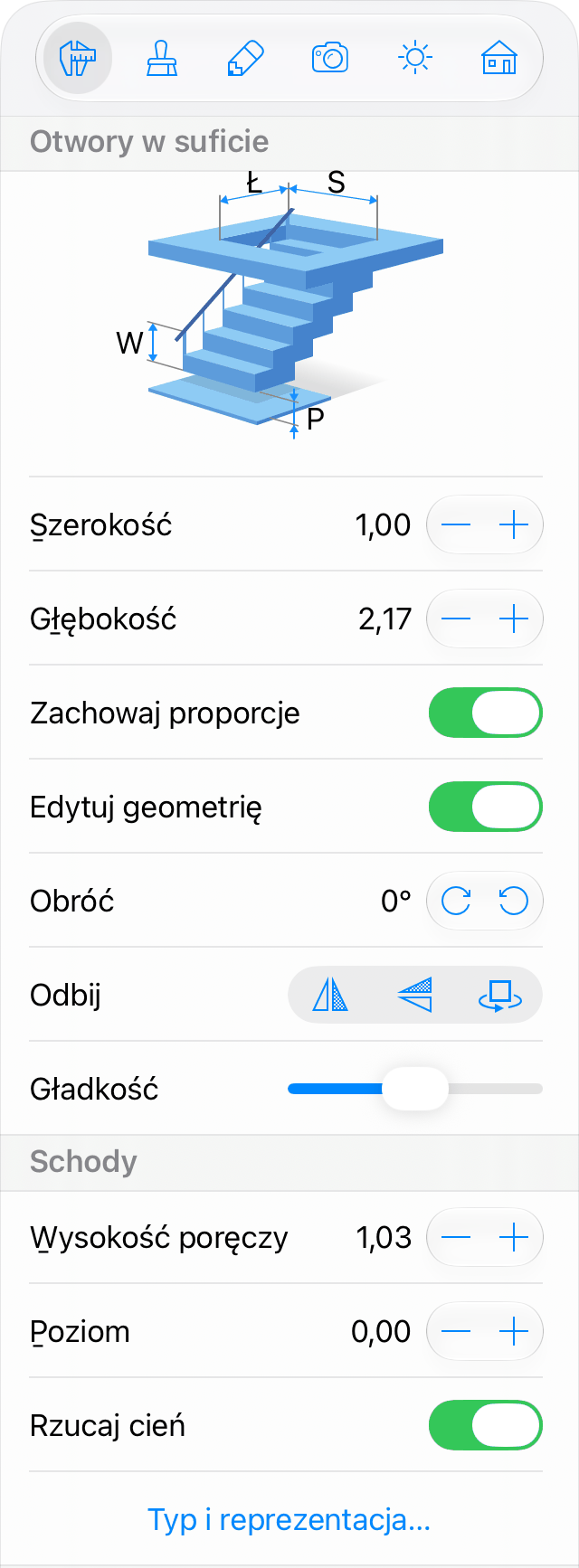 Parametry schodów