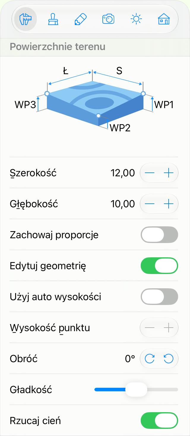 Właściwości obiektu terenu w Inspektorze.