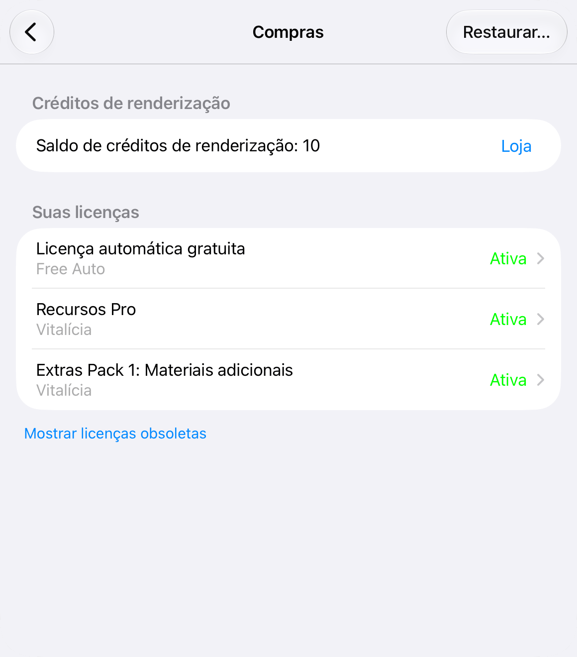 A seção Compras