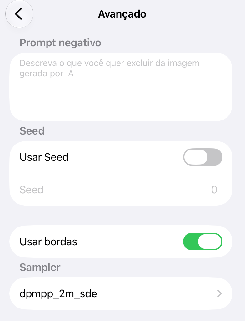 Configurações avançadas na caixa de diálogo de renderização com IA