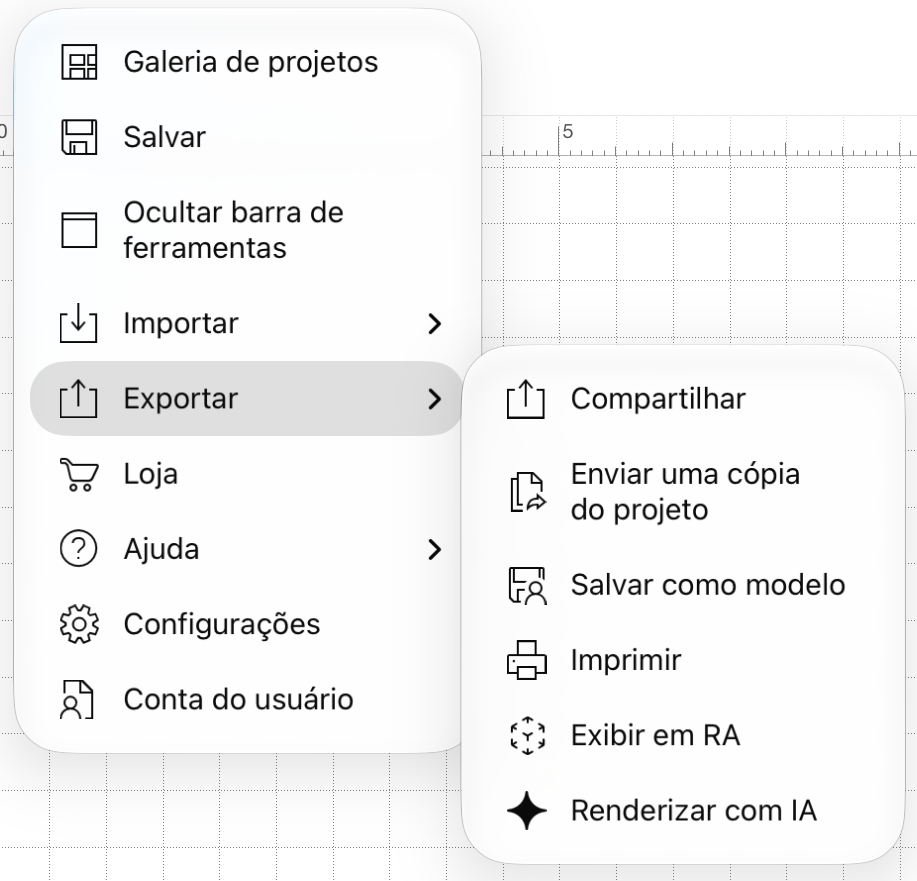O comando Exibir em RA no menu Exportar.