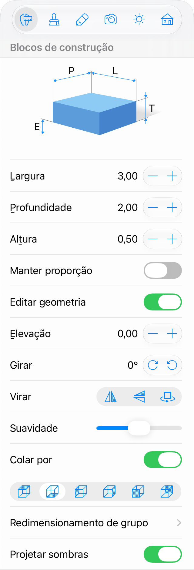 Parâmetros do Bloco de construção