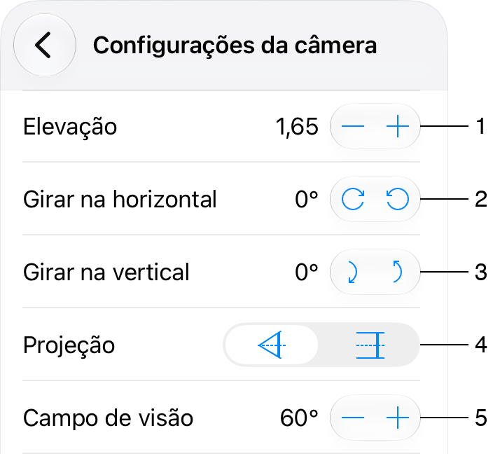 Configurações da câmera