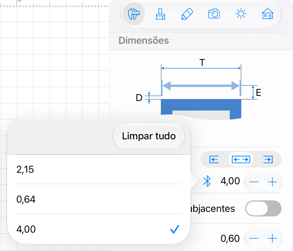 A lista de valores medidos