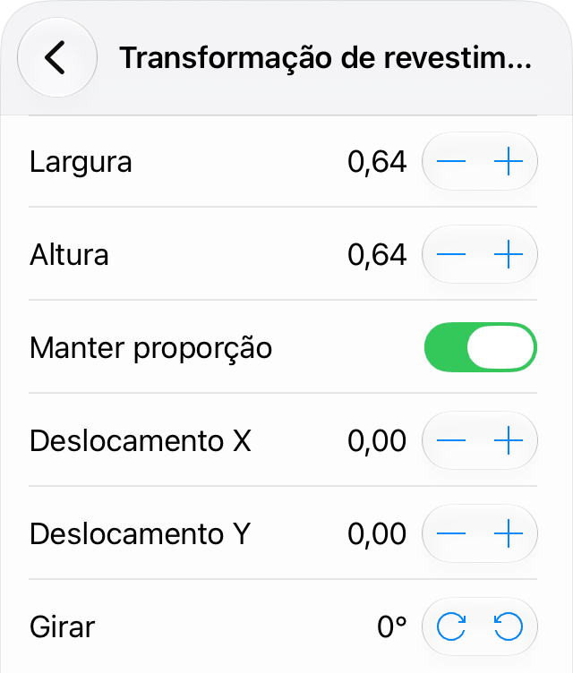 Ferramenta Transformação de revestimento no Inspetor