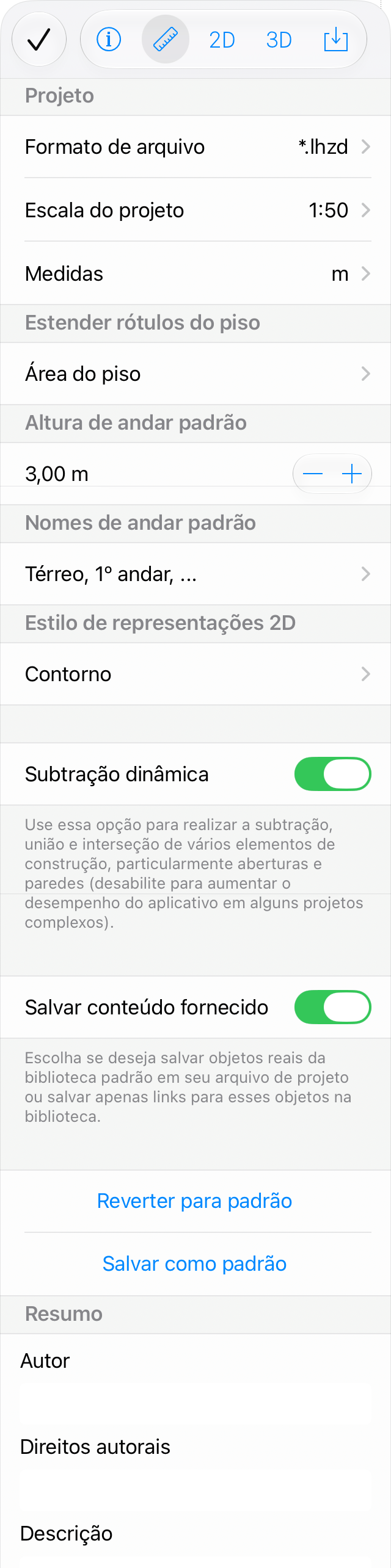 Configurações do projeto
