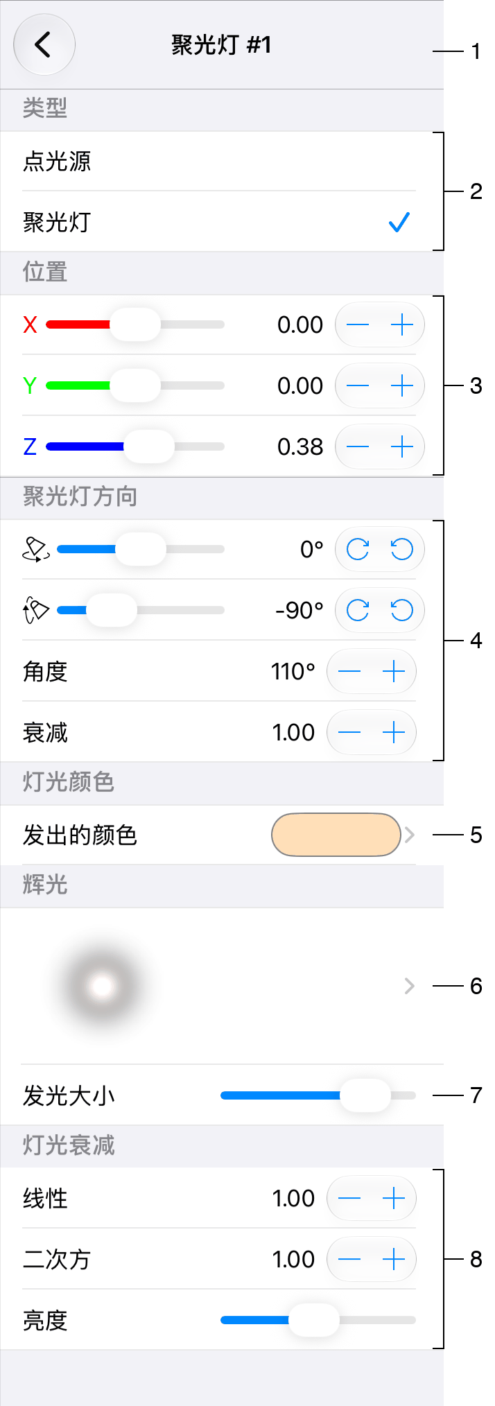 光源属性面板