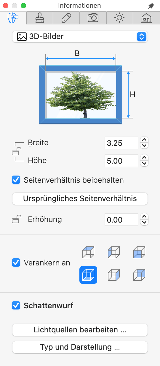 Parameter von 3D-Bildern