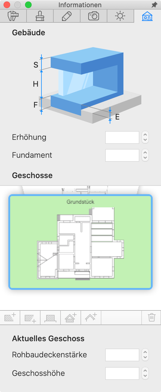 Die Vorschau der Grundstück-Ebene im Informationsfenster