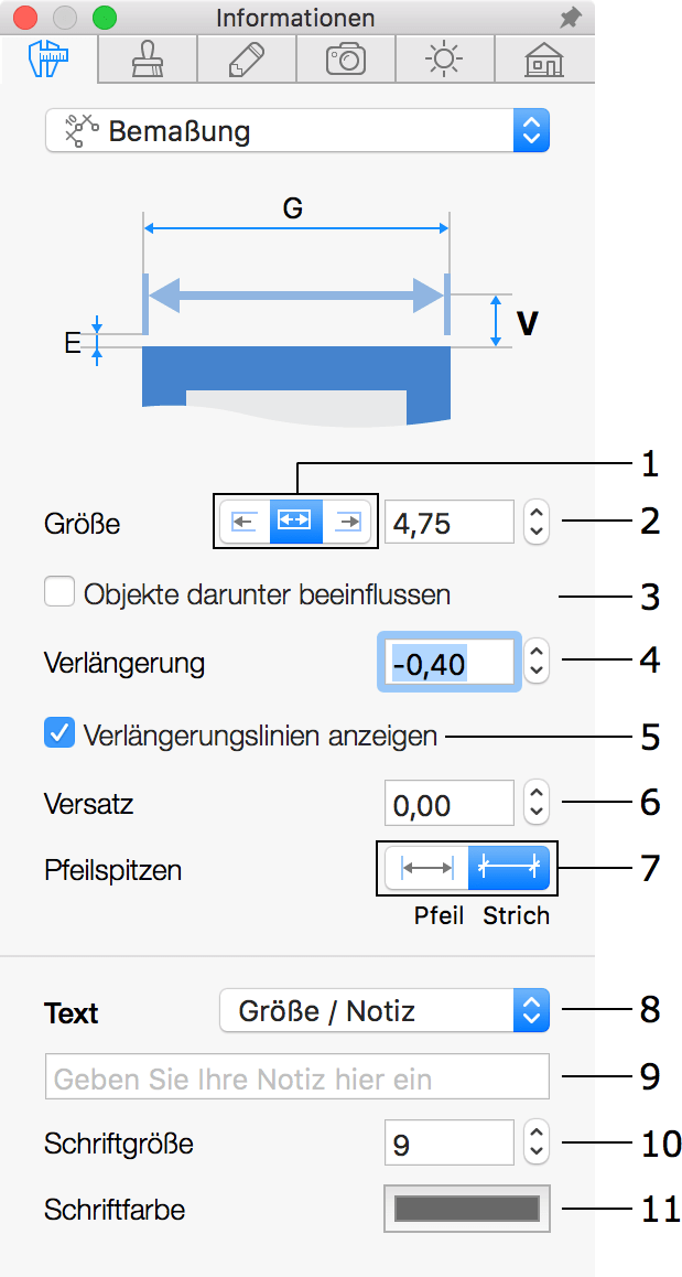 Bemaßungseigenschaften