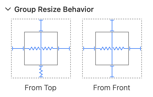 Example of the Group Resize Behavior settings.