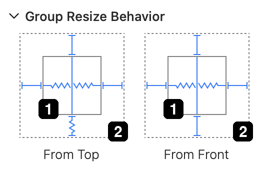 The simplified bounds of the object and group in the Group Resize Behavior settings.
