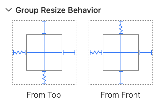 Group Resize Behavior settings of the armchair object.