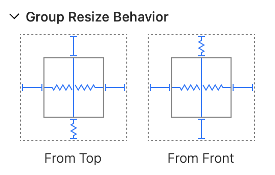 Group Resize Behavior settings of the sofa object.