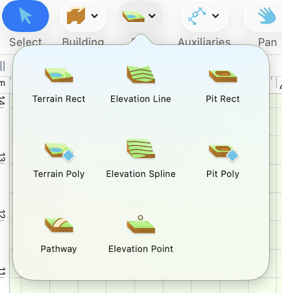 Popup menu with Site tools.