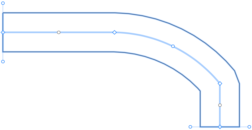 Allée avec un segment arrondi lisse.