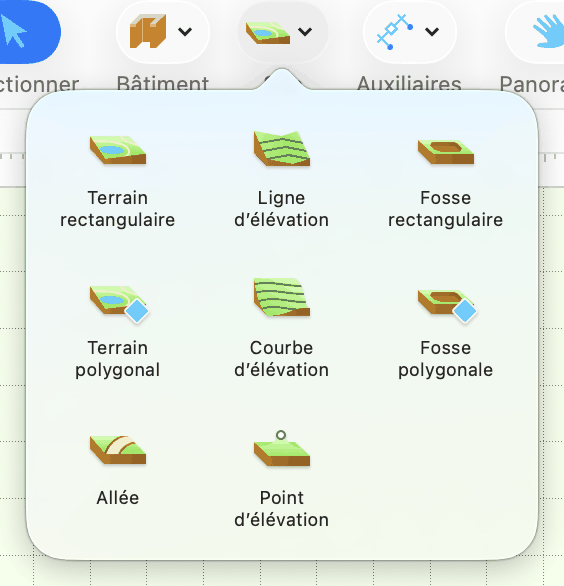 Menu contextuel avec les outils Site.