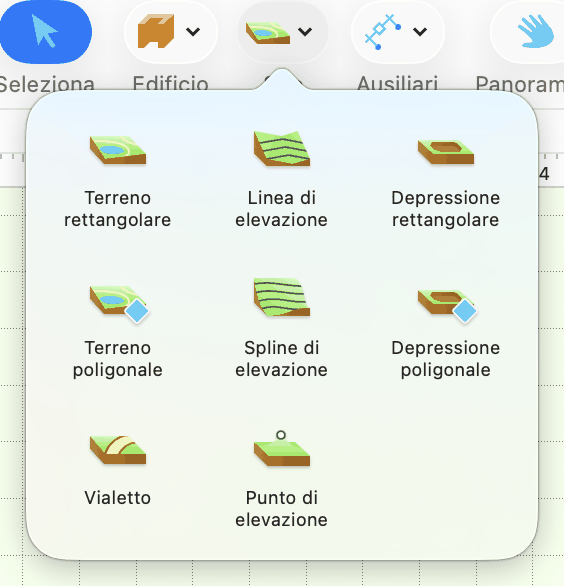 Menu a comparsa con strumenti Sito.