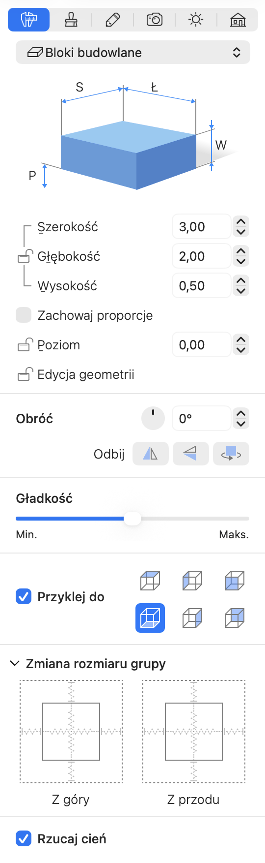 Parametry bloku budowlanego