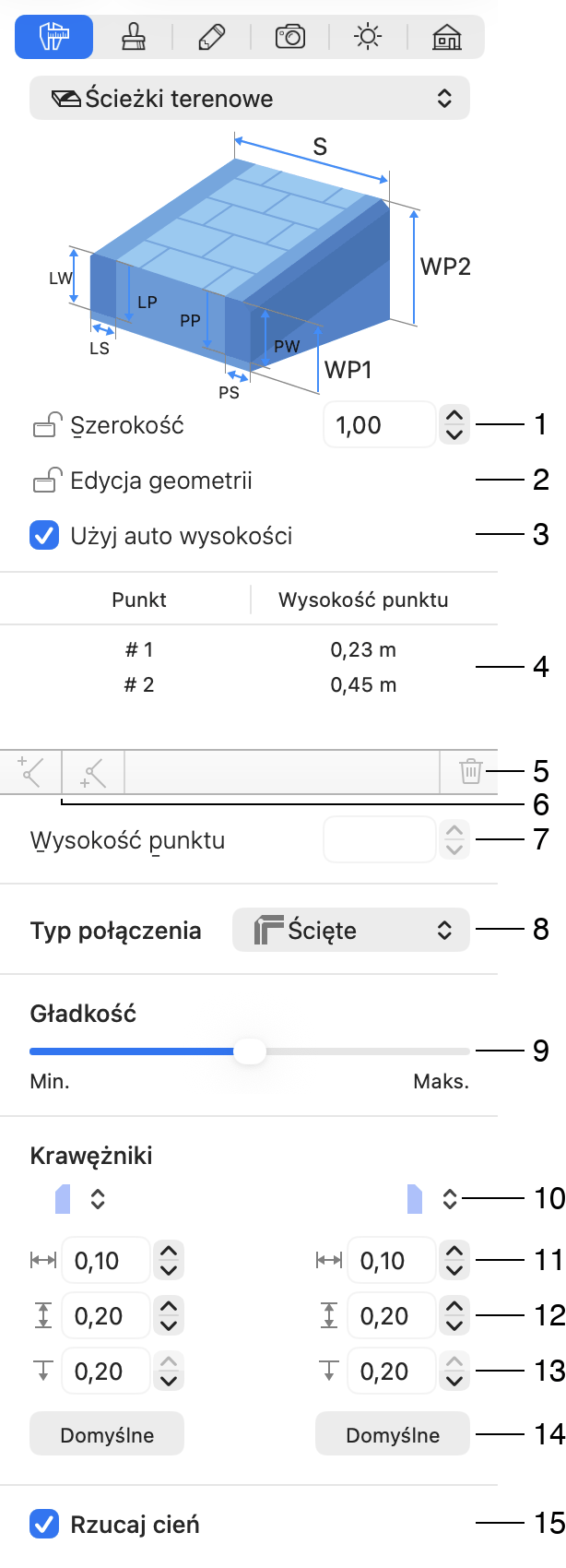 Właściwości obiektu ścieżki w Inspektorze.