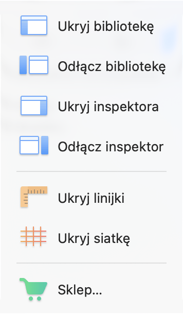Menu Widok
