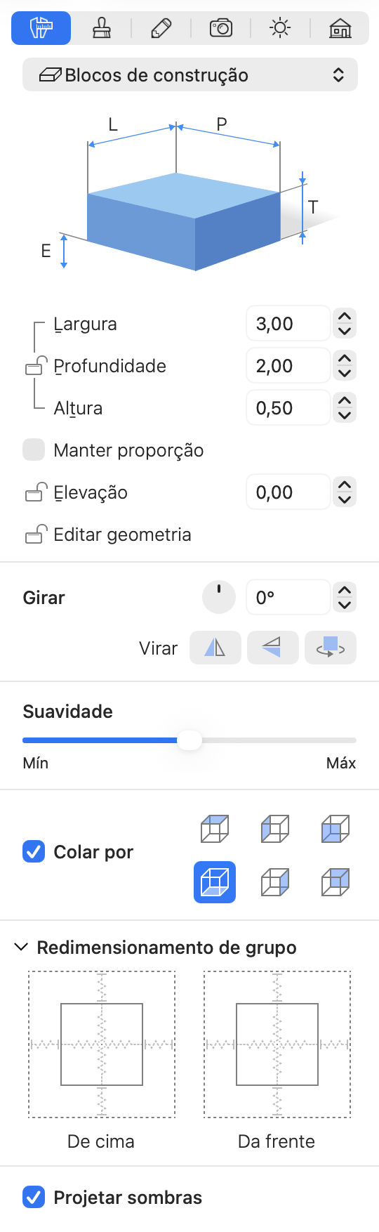 Parâmetros do Bloco de construção