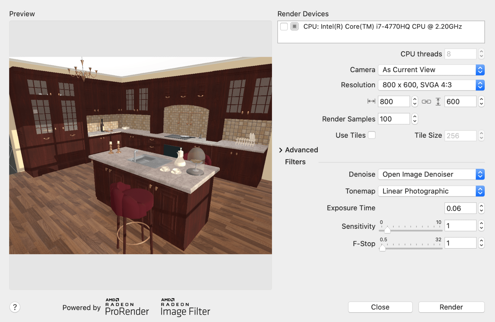 Configurações do Radeon™ ProRender