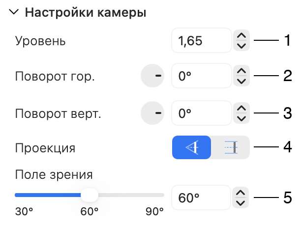 Параметры камеры