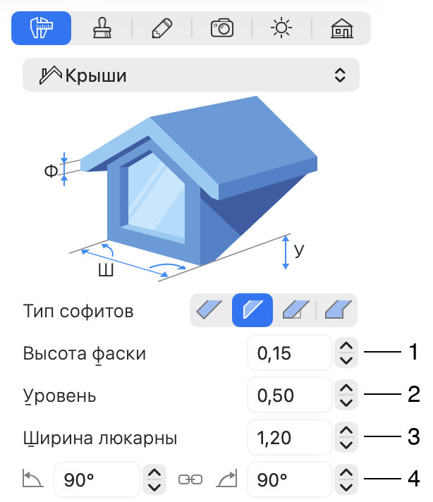 Параметры люкарны