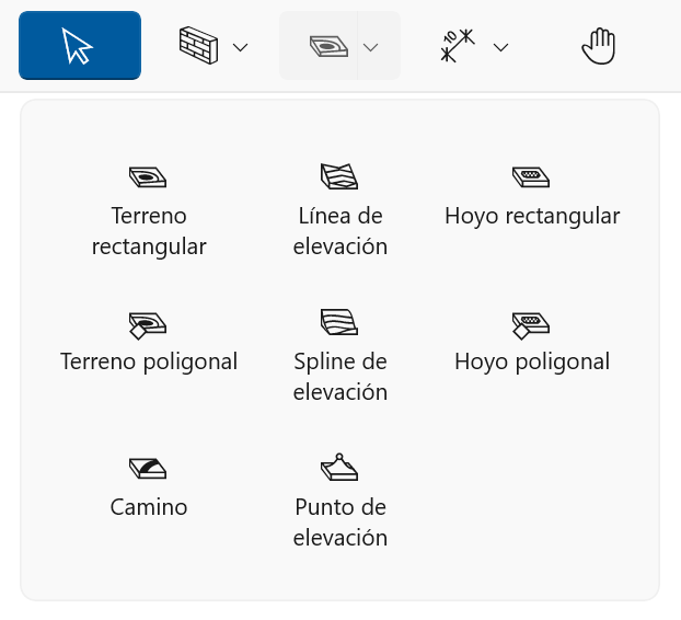 Menú emergente con las herramientas del «Sitio».