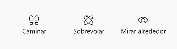 Las herramientas «Caminar», «Mirar alrededor» y «Sobrevolar»