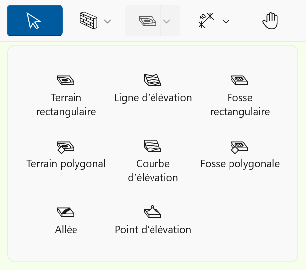 Menu contextuel avec les outils Site.