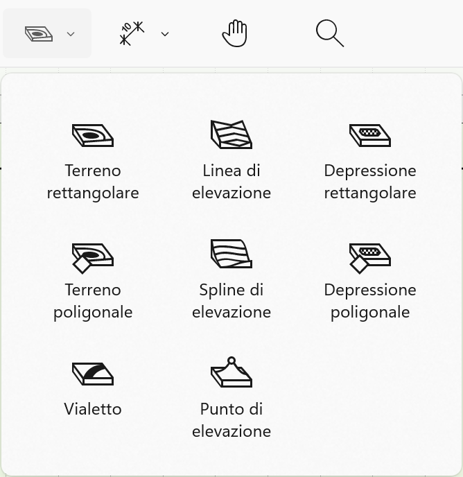 Menu a comparsa con strumenti Sito.