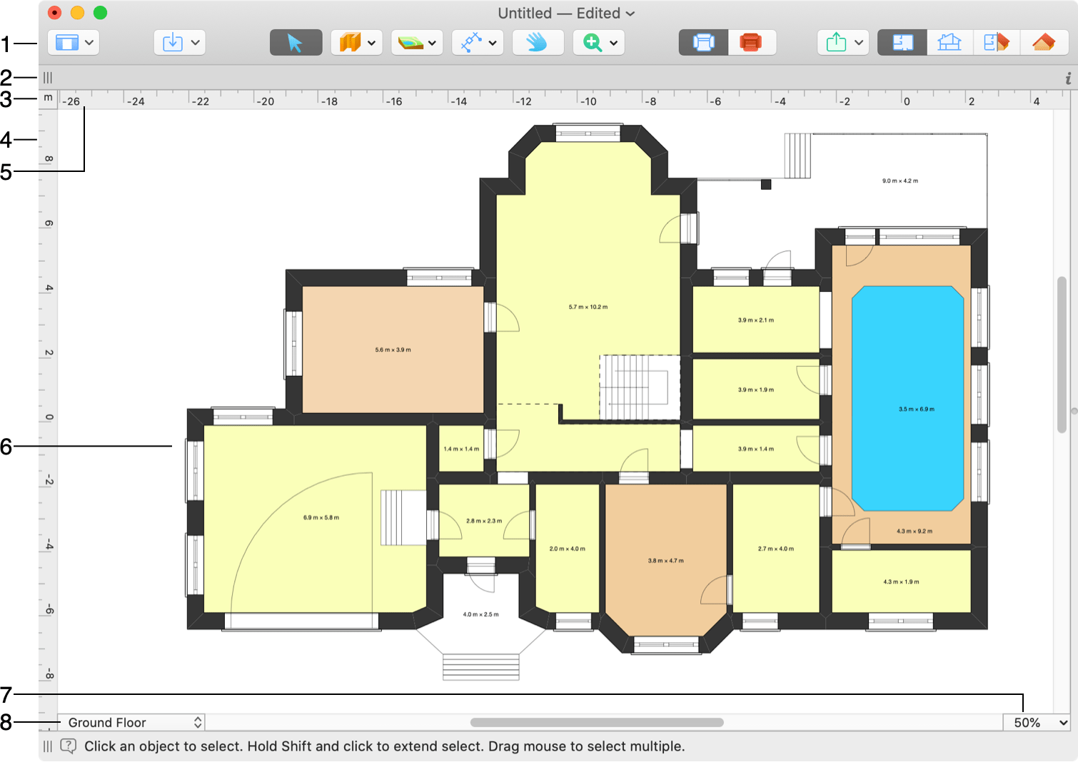 The 2D Plan View  Live Home 3D for Mac