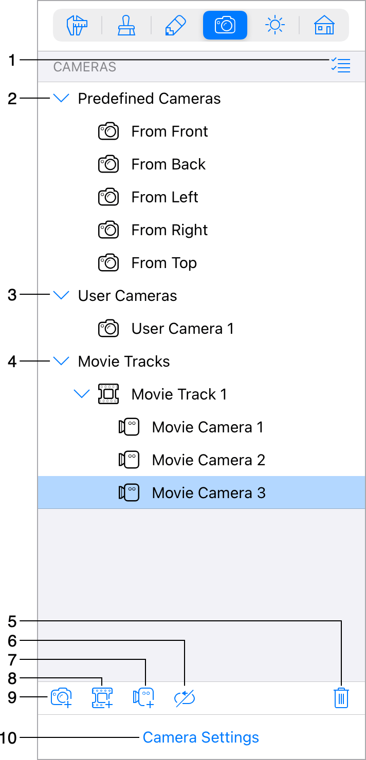 Camera Properties tab of the Inspector