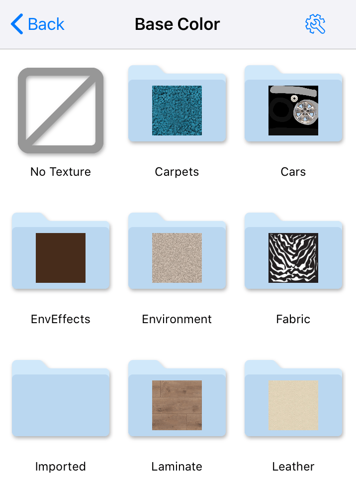 The contents of the texture library.