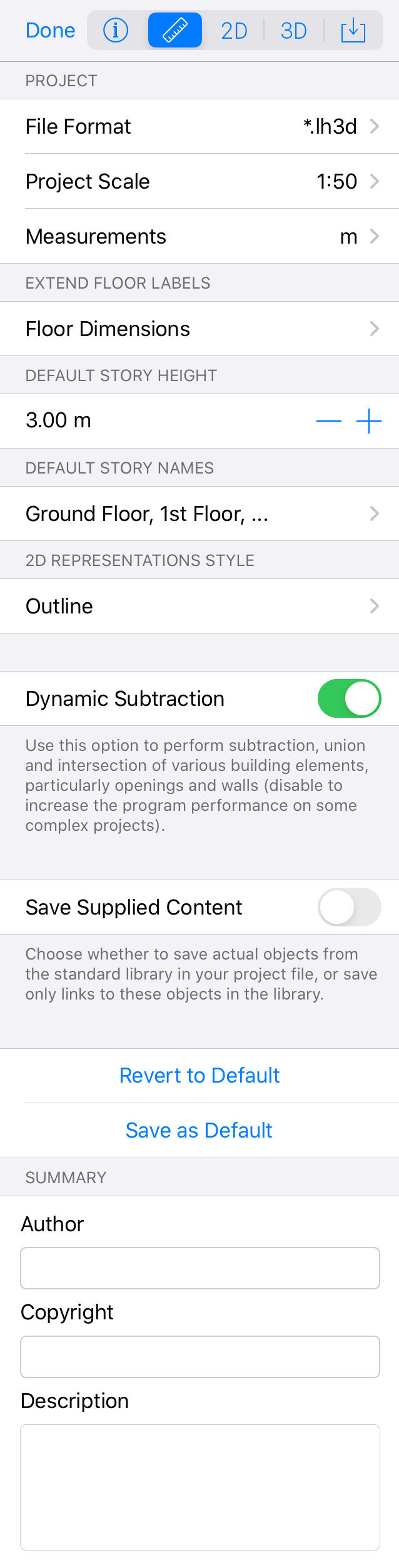 Project settings