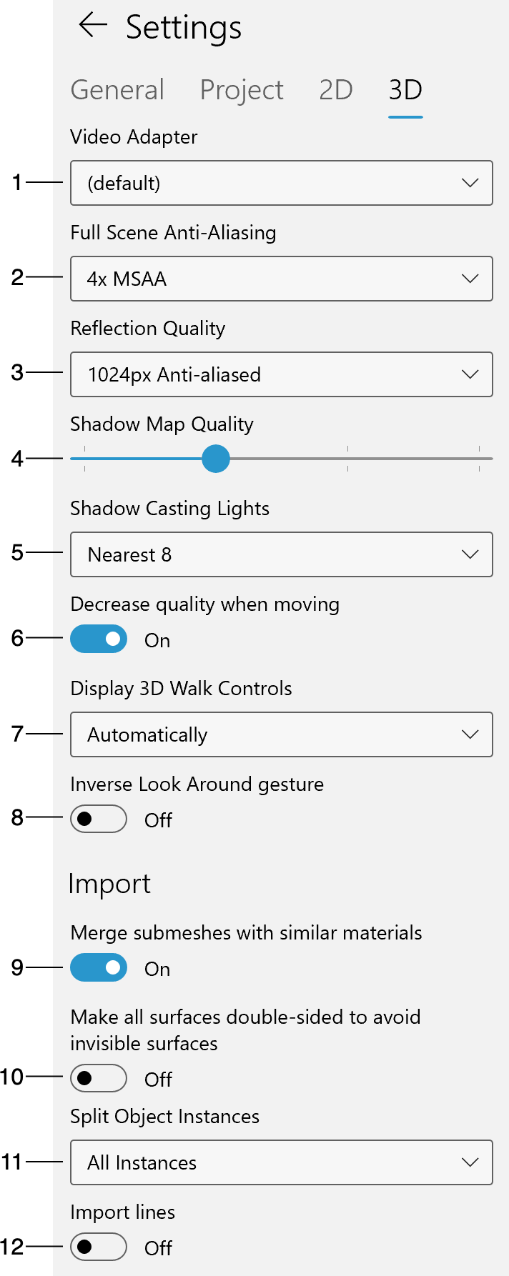 Program settings